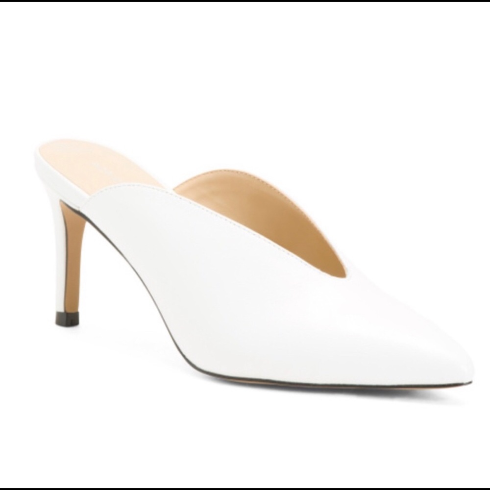NWT Adrienne Vittadini White Adrian Mule Heels NWB